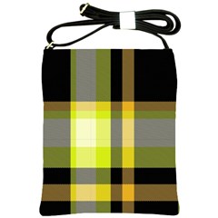 Tartan Pattern Background Fabric Design Shoulder Sling Bags by Simbadda