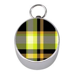 Tartan Pattern Background Fabric Design Mini Silver Compasses by Simbadda