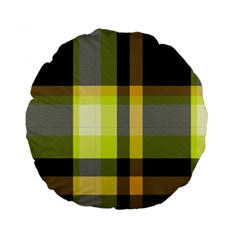 Tartan Pattern Background Fabric Design Standard 15  Premium Flano Round Cushions by Simbadda