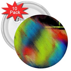 Punctulated Colorful Ground Noise Nervous Sorcery Sight Screen Pattern 3  Buttons (10 Pack)  by Simbadda