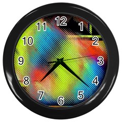 Punctulated Colorful Ground Noise Nervous Sorcery Sight Screen Pattern Wall Clocks (black) by Simbadda