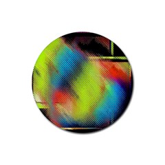 Punctulated Colorful Ground Noise Nervous Sorcery Sight Screen Pattern Rubber Coaster (round)  by Simbadda