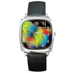 Punctulated Colorful Ground Noise Nervous Sorcery Sight Screen Pattern Square Metal Watch by Simbadda