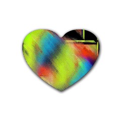 Punctulated Colorful Ground Noise Nervous Sorcery Sight Screen Pattern Rubber Coaster (heart)  by Simbadda