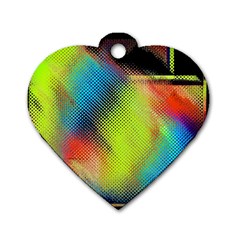 Punctulated Colorful Ground Noise Nervous Sorcery Sight Screen Pattern Dog Tag Heart (one Side) by Simbadda