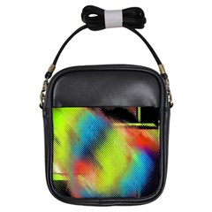 Punctulated Colorful Ground Noise Nervous Sorcery Sight Screen Pattern Girls Sling Bags by Simbadda