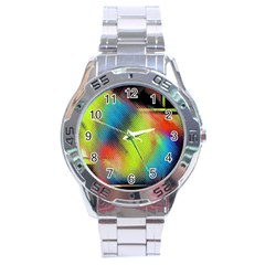 Punctulated Colorful Ground Noise Nervous Sorcery Sight Screen Pattern Stainless Steel Analogue Watch by Simbadda