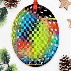 Punctulated Colorful Ground Noise Nervous Sorcery Sight Screen Pattern Oval Filigree Ornament (two Sides) by Simbadda