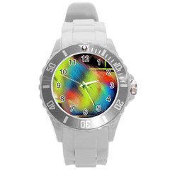 Punctulated Colorful Ground Noise Nervous Sorcery Sight Screen Pattern Round Plastic Sport Watch (l) by Simbadda