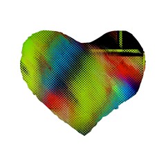 Punctulated Colorful Ground Noise Nervous Sorcery Sight Screen Pattern Standard 16  Premium Heart Shape Cushions by Simbadda