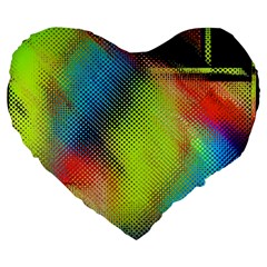 Punctulated Colorful Ground Noise Nervous Sorcery Sight Screen Pattern Large 19  Premium Heart Shape Cushions by Simbadda