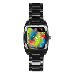 Punctulated Colorful Ground Noise Nervous Sorcery Sight Screen Pattern Stainless Steel Barrel Watch by Simbadda