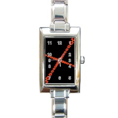 Red Fractal Cross Digital Computer Graphic Rectangle Italian Charm Watch