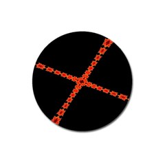 Red Fractal Cross Digital Computer Graphic Magnet 3  (round) by Simbadda