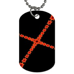 Red Fractal Cross Digital Computer Graphic Dog Tag (one Side) by Simbadda