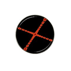 Red Fractal Cross Digital Computer Graphic Hat Clip Ball Marker by Simbadda