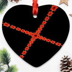 Red Fractal Cross Digital Computer Graphic Heart Ornament (two Sides) by Simbadda