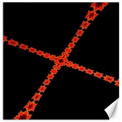 Red Fractal Cross Digital Computer Graphic Canvas 12  X 12   by Simbadda