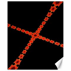 Red Fractal Cross Digital Computer Graphic Canvas 16  X 20   by Simbadda