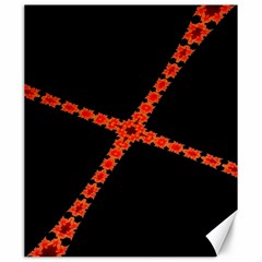 Red Fractal Cross Digital Computer Graphic Canvas 20  X 24   by Simbadda