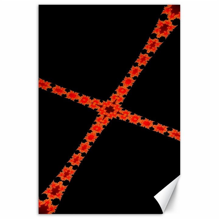 Red Fractal Cross Digital Computer Graphic Canvas 20  x 30  