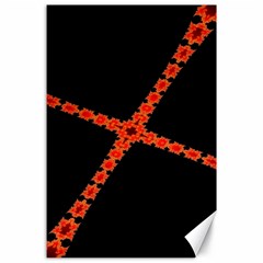 Red Fractal Cross Digital Computer Graphic Canvas 24  X 36  by Simbadda