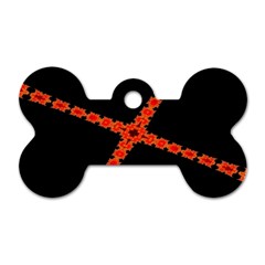 Red Fractal Cross Digital Computer Graphic Dog Tag Bone (two Sides) by Simbadda