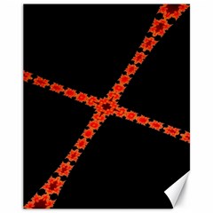 Red Fractal Cross Digital Computer Graphic Canvas 11  X 14   by Simbadda