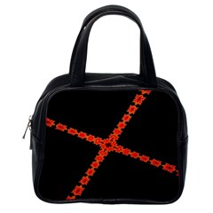 Red Fractal Cross Digital Computer Graphic Classic Handbags (one Side) by Simbadda