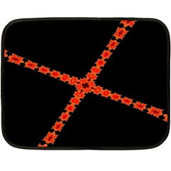 Red Fractal Cross Digital Computer Graphic Double Sided Fleece Blanket (mini)  by Simbadda