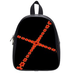 Red Fractal Cross Digital Computer Graphic School Bags (small)  by Simbadda