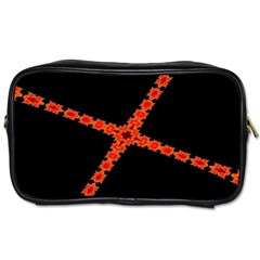 Red Fractal Cross Digital Computer Graphic Toiletries Bags by Simbadda