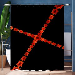 Red Fractal Cross Digital Computer Graphic Shower Curtain 60  X 72  (medium)  by Simbadda