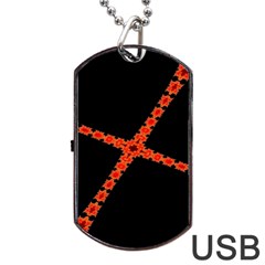 Red Fractal Cross Digital Computer Graphic Dog Tag Usb Flash (one Side) by Simbadda