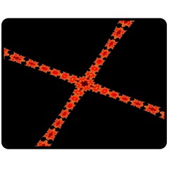 Red Fractal Cross Digital Computer Graphic Double Sided Fleece Blanket (medium)  by Simbadda