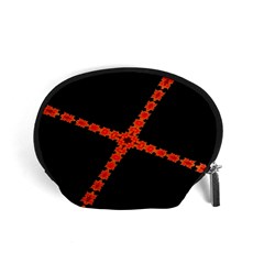 Red Fractal Cross Digital Computer Graphic Accessory Pouches (small)  by Simbadda