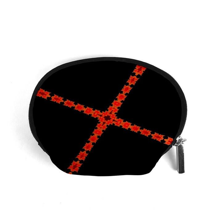 Red Fractal Cross Digital Computer Graphic Accessory Pouches (Small) 