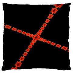 Red Fractal Cross Digital Computer Graphic Large Flano Cushion Case (two Sides) by Simbadda