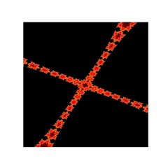 Red Fractal Cross Digital Computer Graphic Small Satin Scarf (square) by Simbadda