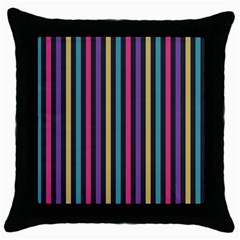 Stripes Colorful Multi Colored Bright Stripes Wallpaper Background Pattern Throw Pillow Case (black) by Simbadda