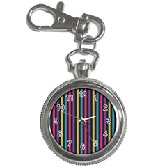 Stripes Colorful Multi Colored Bright Stripes Wallpaper Background Pattern Key Chain Watches by Simbadda