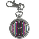 Stripes Colorful Multi Colored Bright Stripes Wallpaper Background Pattern Key Chain Watches Front