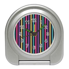 Stripes Colorful Multi Colored Bright Stripes Wallpaper Background Pattern Travel Alarm Clocks by Simbadda