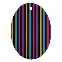 Stripes Colorful Multi Colored Bright Stripes Wallpaper Background Pattern Oval Ornament (two Sides) by Simbadda