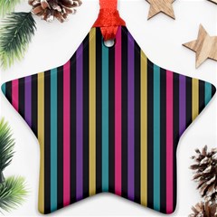 Stripes Colorful Multi Colored Bright Stripes Wallpaper Background Pattern Star Ornament (two Sides) by Simbadda