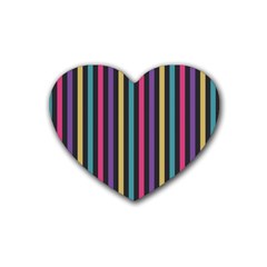 Stripes Colorful Multi Colored Bright Stripes Wallpaper Background Pattern Rubber Coaster (heart)  by Simbadda