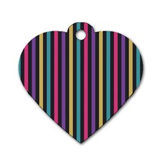 Stripes Colorful Multi Colored Bright Stripes Wallpaper Background Pattern Dog Tag Heart (two Sides) by Simbadda