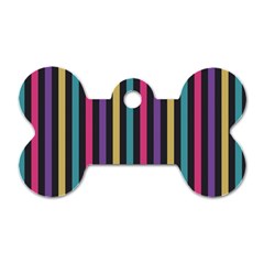 Stripes Colorful Multi Colored Bright Stripes Wallpaper Background Pattern Dog Tag Bone (one Side) by Simbadda