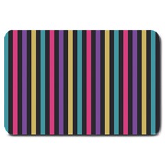 Stripes Colorful Multi Colored Bright Stripes Wallpaper Background Pattern Large Doormat  by Simbadda