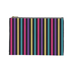 Stripes Colorful Multi Colored Bright Stripes Wallpaper Background Pattern Cosmetic Bag (large)  by Simbadda